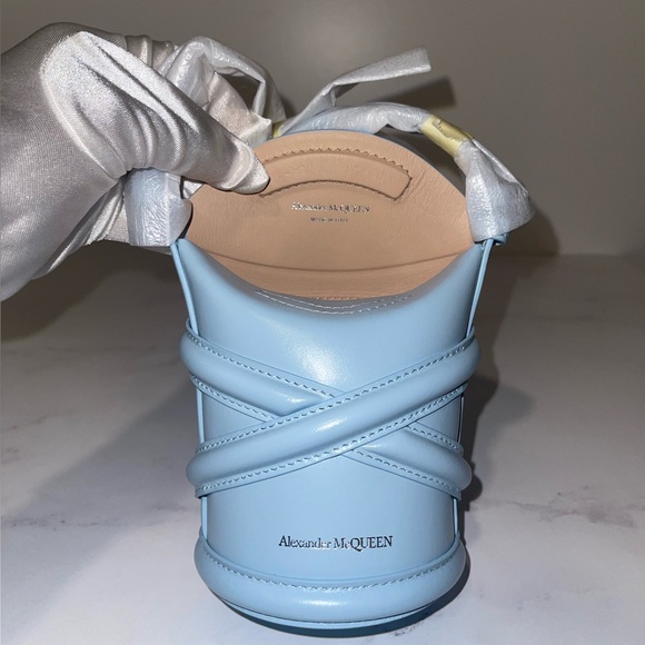 Alexander McQueen The Curve Mini Crossbody Bag Blue NWT - Picture 10 of 16